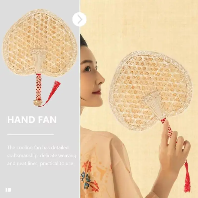 Fashion Hand Woven Wheat Straw Fan Exquisite Rustic Chinese Portable Vintage Handheld Fan For Summer Cooling
