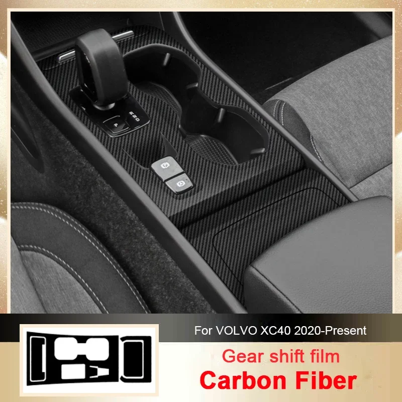 

For VOLVO XC40 2020-Present LHD Car Carbon Interior Sticker Auto Window Lifting Panel Decal Gear Door Protective Film Accessory