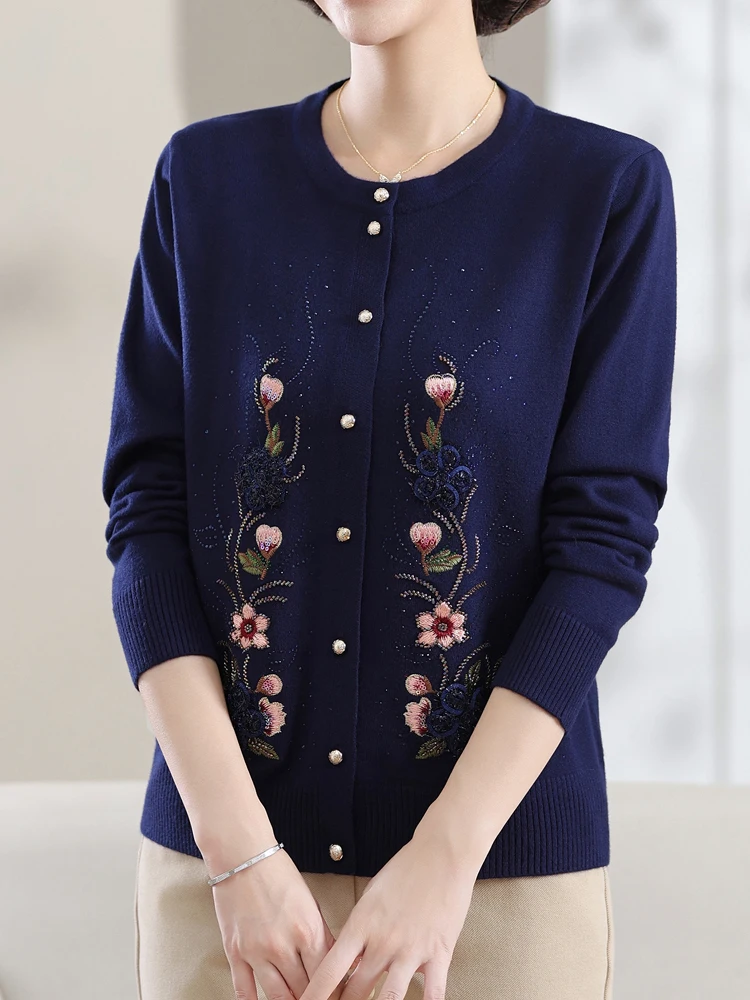 

Embroidery Floral Cardigans Sweater Women Autumn Knitted Sweater Top Femme Korean Fashion Single-breasted Female Cardigan
