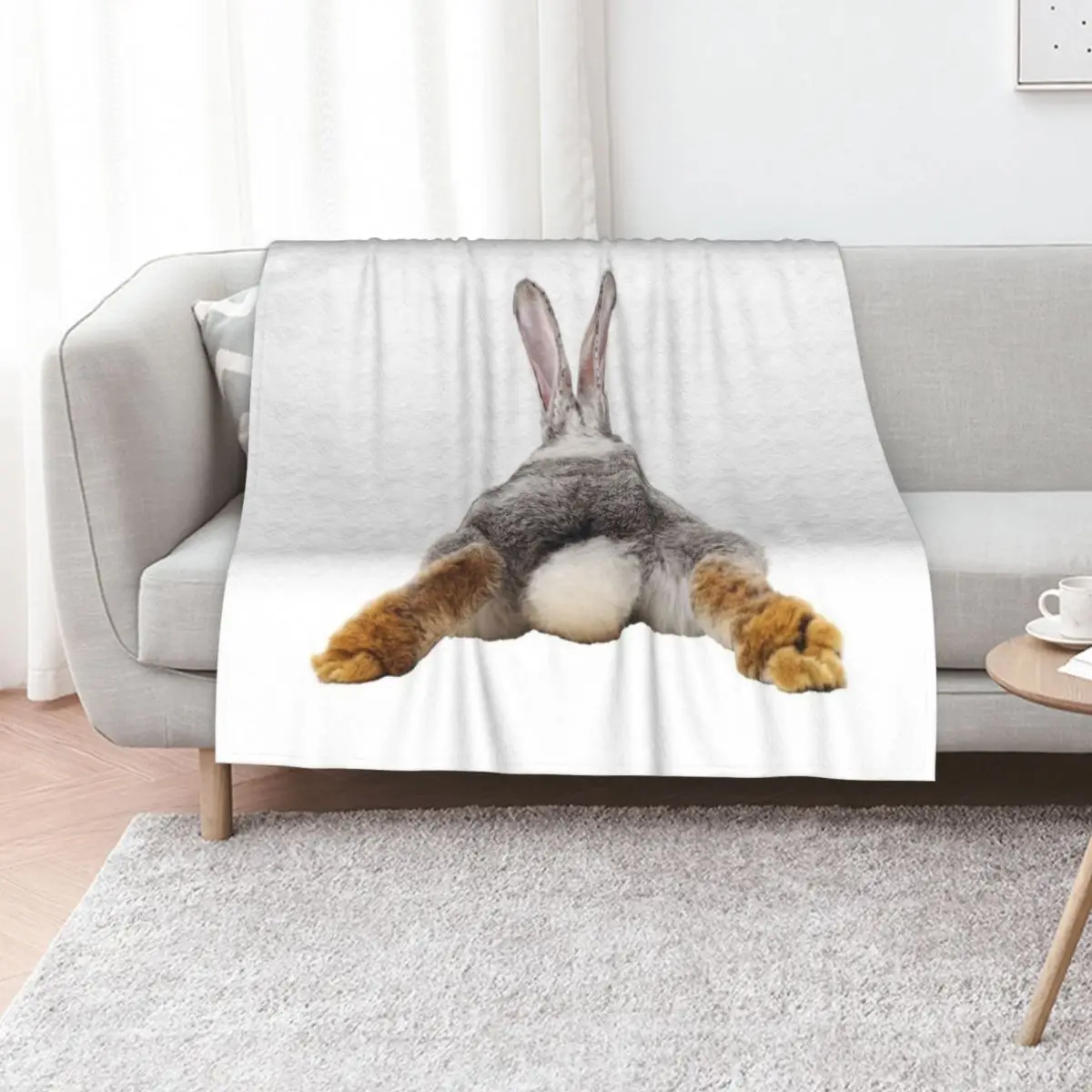 Cute Bunny Rabbit Tail Butt Image Picture Throw Blanket Plaid Soft Beds decorative Soft Big christmas decoration Blankets