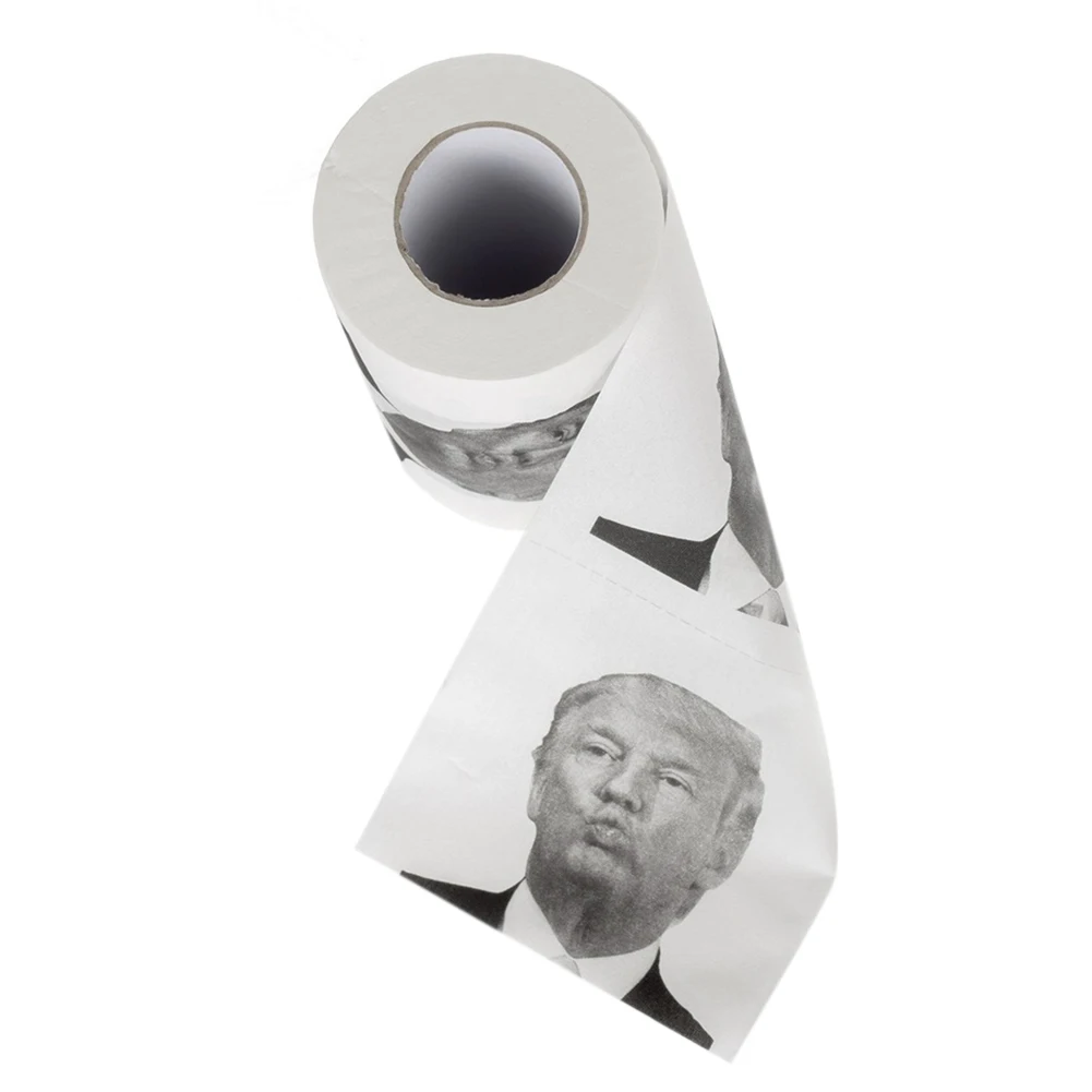 2-10pc humor papel higiênico trump criativo engraçado papel higiênico polpa de madeira pura não-desvanecimento brincadeira banheiro rolo de tecido higiênico