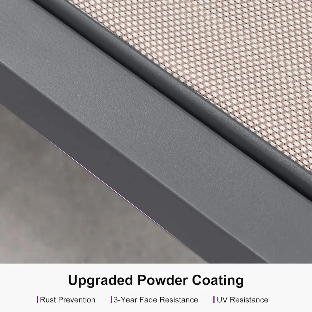 Ensemble de chaise longue d'extérieur en aluminium pour deux avec dossiers inclinables réglables et roues portables