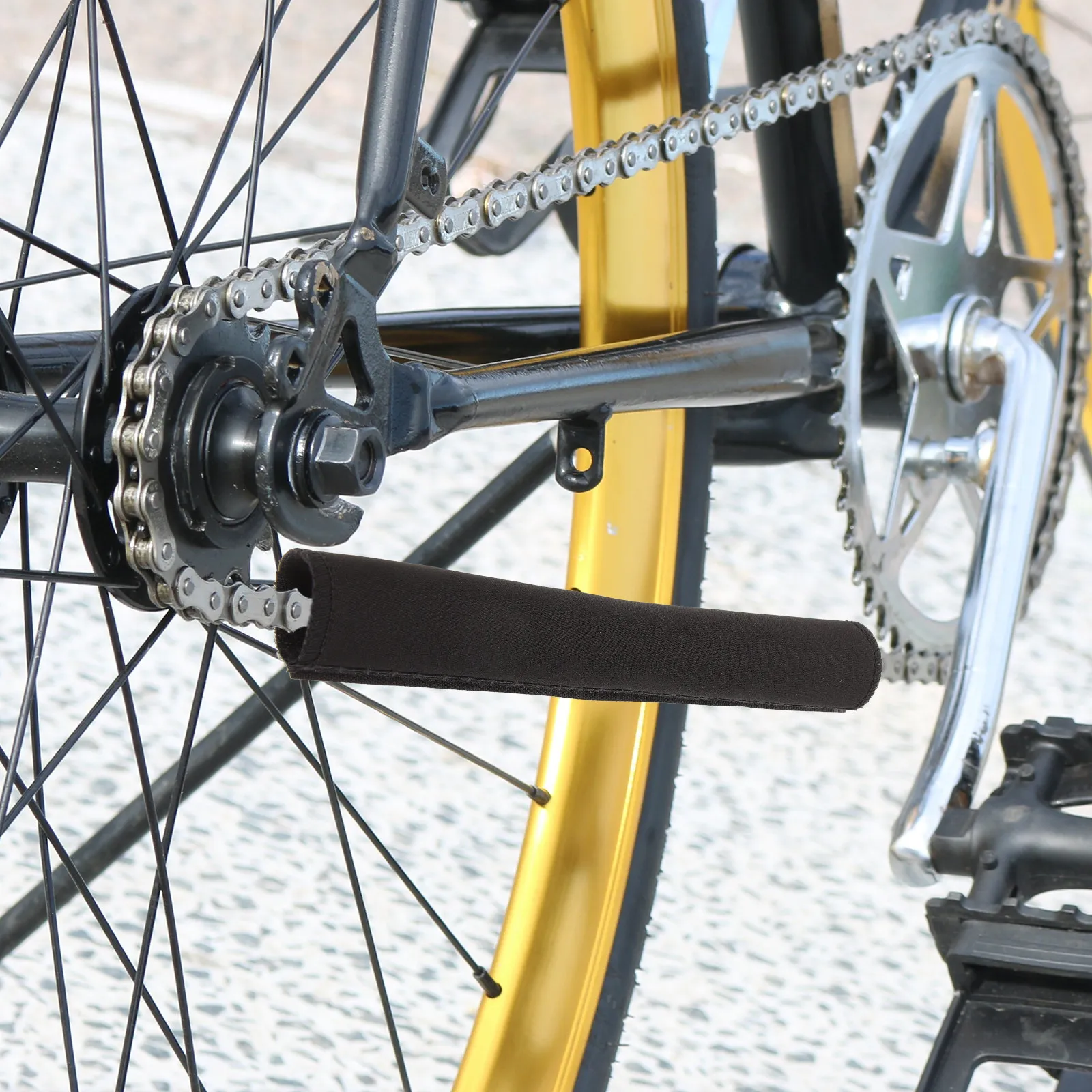 

2Pcs Bike Chain Protector Cover Heavy Duty Stitching Reusable Hook Loop Strap Road Bike Chain Guard Frame Wrap