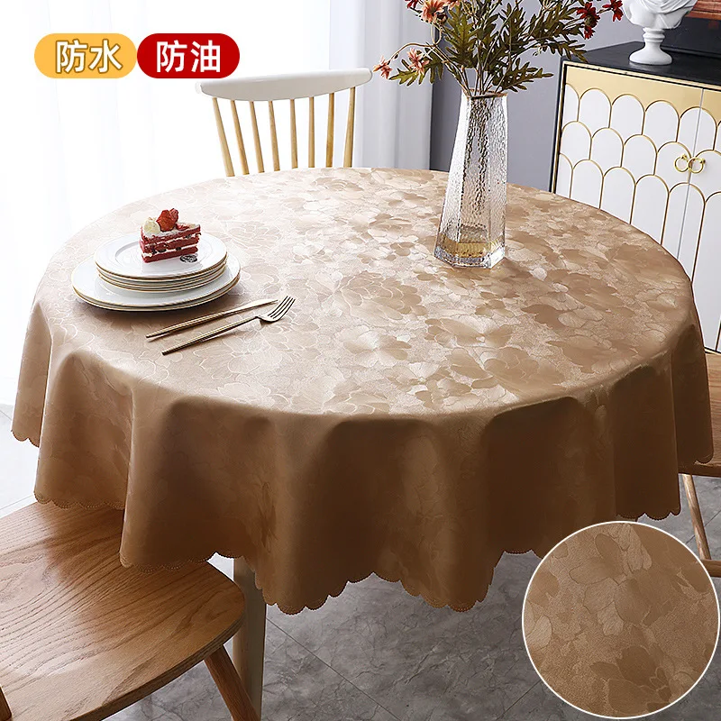 Round Tablecloths Waterproof Oil-free Washable Anti-scald Household Table Mats Restaurant Round Large Round Table Tablecloths