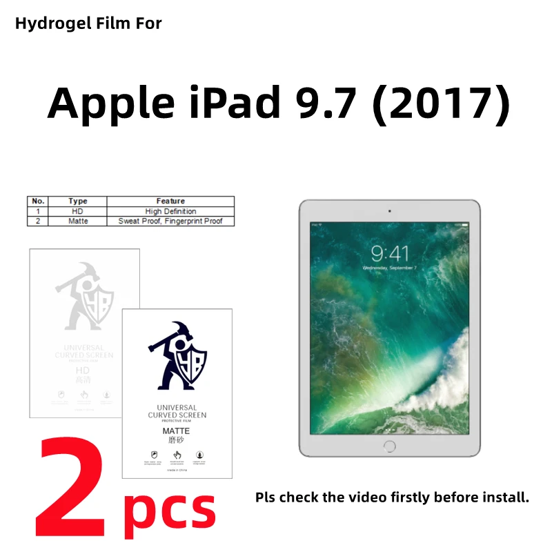 

2pcs HD Hydrogel Film For Apple iPad 9.7 2017 Matte Screen Protector For iPad 9.7 (2017) Clear/Frosted Full Cover Protective Fil