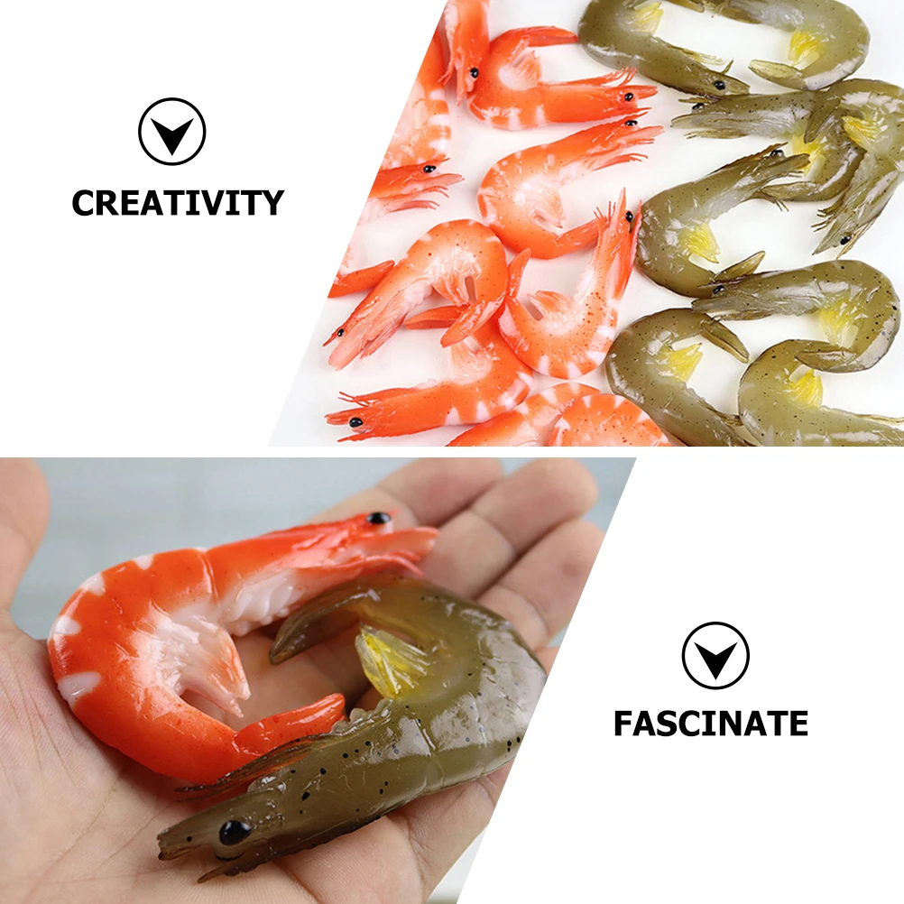 

5pcs Simulated Shrimp Props PVC Artificial Food Decorative Model for Home Supermarket Display Kids Toy Shrimp Decor
