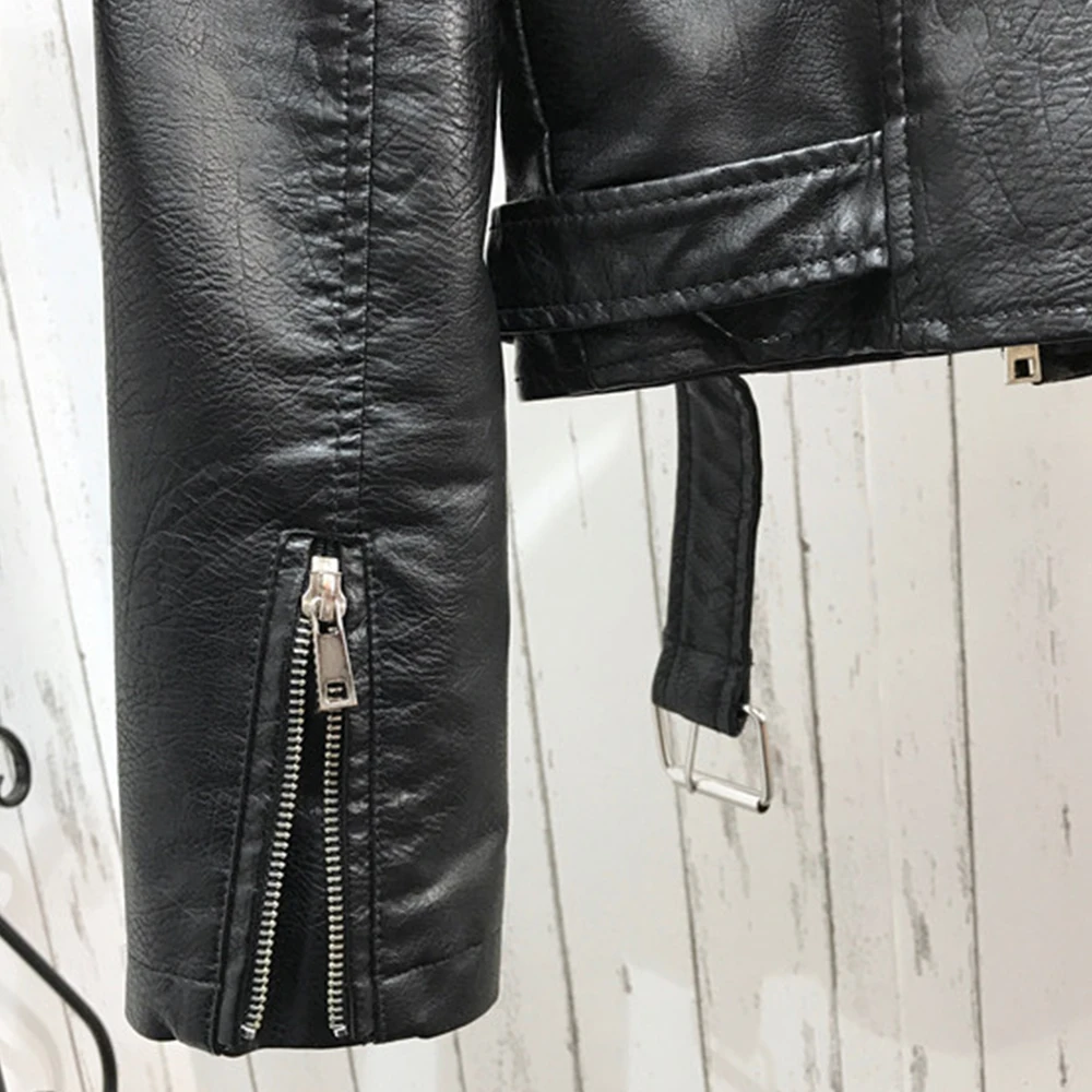 Leather Jacket Women Spring Fall Winter Pu Motorcycle Coat Print Punk Gothic Biker Rivet Outerwear