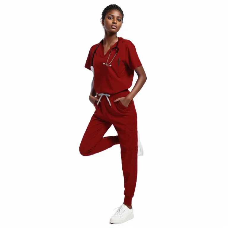 Nieuwe Rechte Broek Scrubs Set Medische Uniformen Stretch Tops met Zak Verpleegster Uniform Chirurgie Pakken Verpleging Werkkleding Accessoires