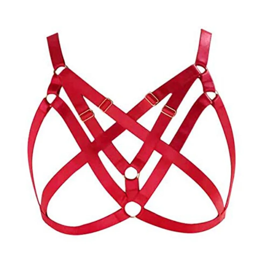 

LIVE4COOL Women Harness Elastic Cupless Cage Bra Sexy Lingerie for Women Adjustable Hollow Out Crop Top Exotic Strap Bra