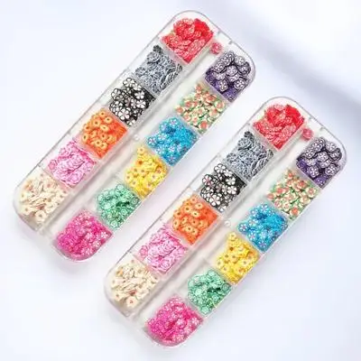 

2pcs 2 Boxes 12 Grids Crystal Mud Soft Clay Strips For Nail Art Flower Paillette Manicure Sequins Polymer Clay Filling Tools