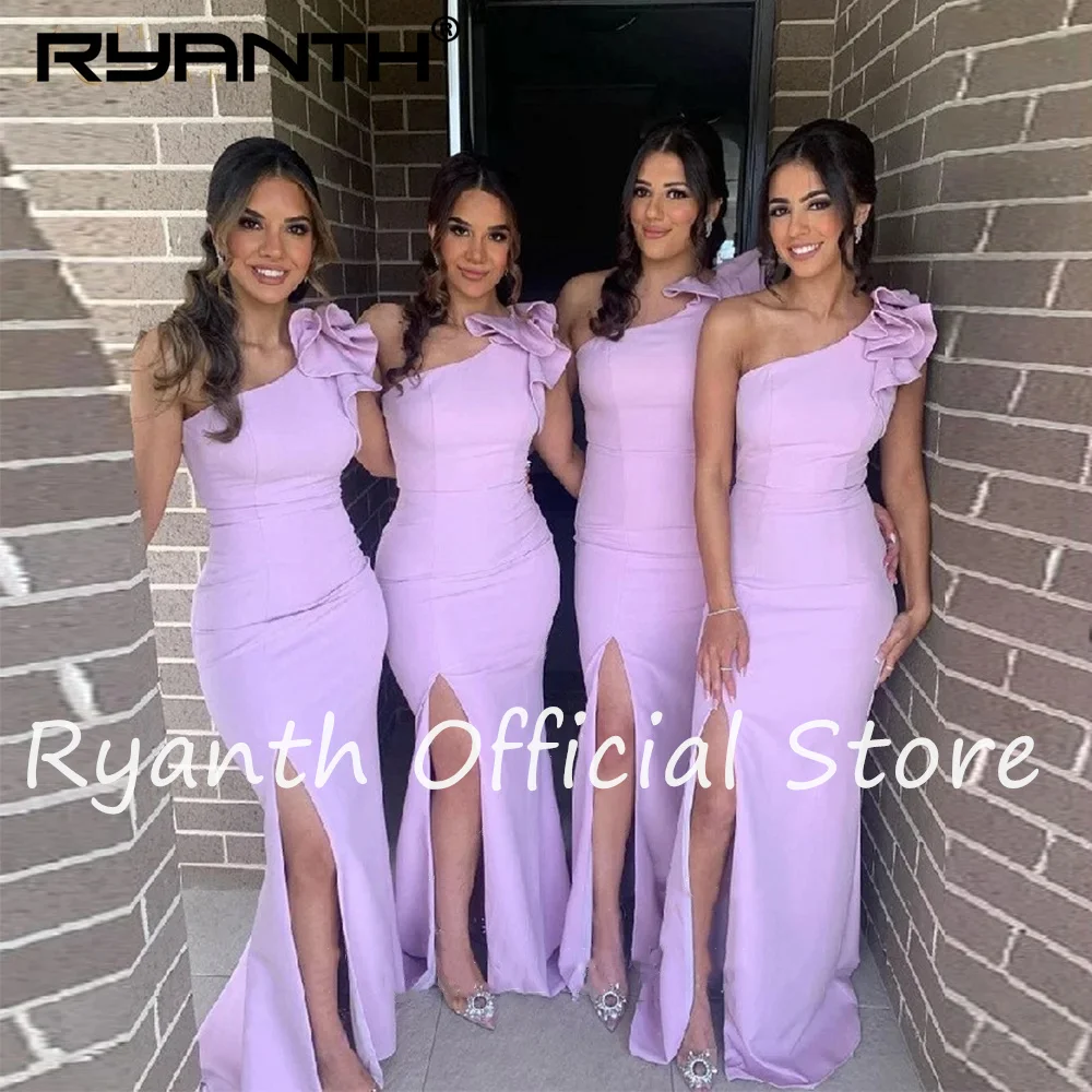 Purple Satin Bridesmaid Dresses One Shoulder Dresses For Wedding Party Gowns Side Split Elegant Dress 2024 Guest Wedding Dresses