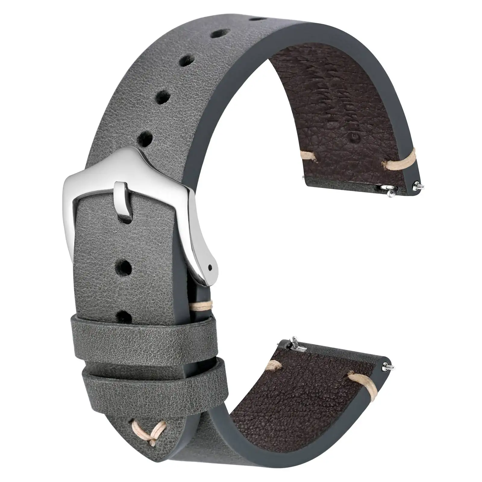 ANBEER Retro Style Leather Watch Strap 18mm 20mm 22mm Military Watch Strap for Men Suitable for traditional watches