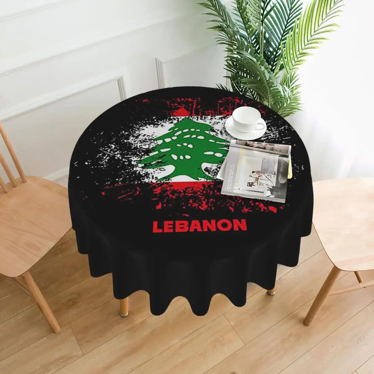 لبنان المائية لبنان العلم اللبناني الزي مقاوم للماء مفرش المائدة المستديرة Oilproof مفرش طاولة غطاء الطاولة 60 بوصة