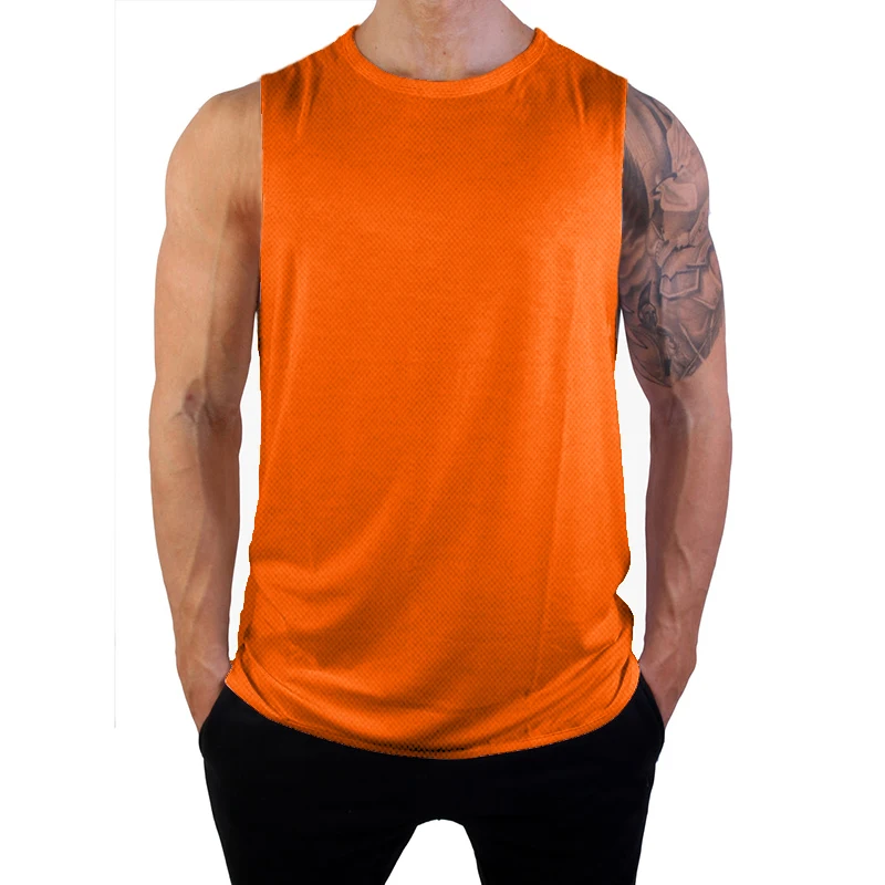 Plain Mesh Gym Clothing Summer Quick Dry Fitness Tank Tops Mens Sports Sleeveless Shirt Loose Basketball Jerseys Running Vest