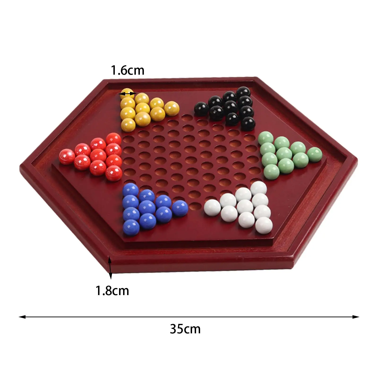 Wooden Chinese Checkers Collections 13.78" for Ages 6 Fun Game Toy Xmas Present Handcraft Classic Strategy Game with 60 Marbles