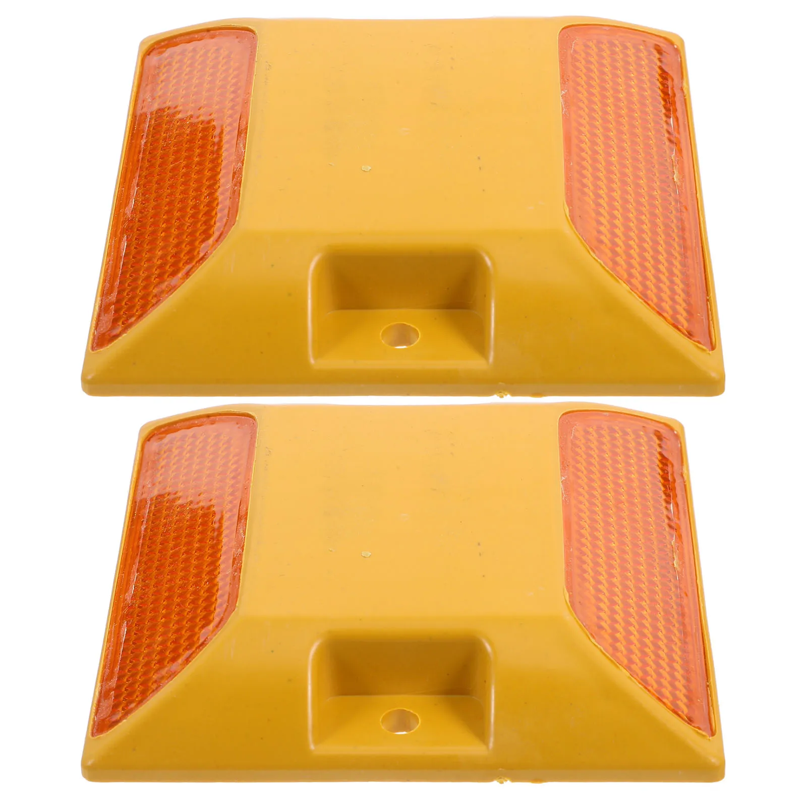 2 Pcs Plastic Road Spikes Reflective Markers Driveway Reflectors Yellow White Pavement Safety Guide Night Visibility Traffic