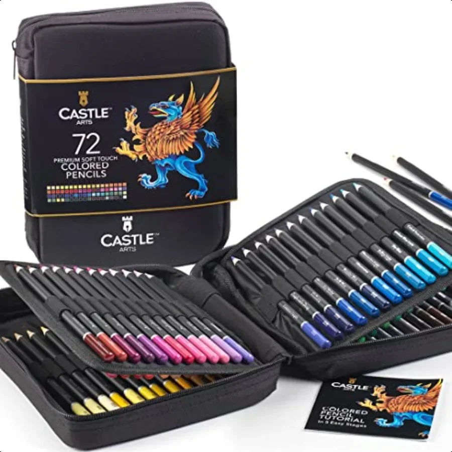 

Set of 72 colored pencils with soft core for artists profionals and adult colorists sturdy zipper case for easy carrying