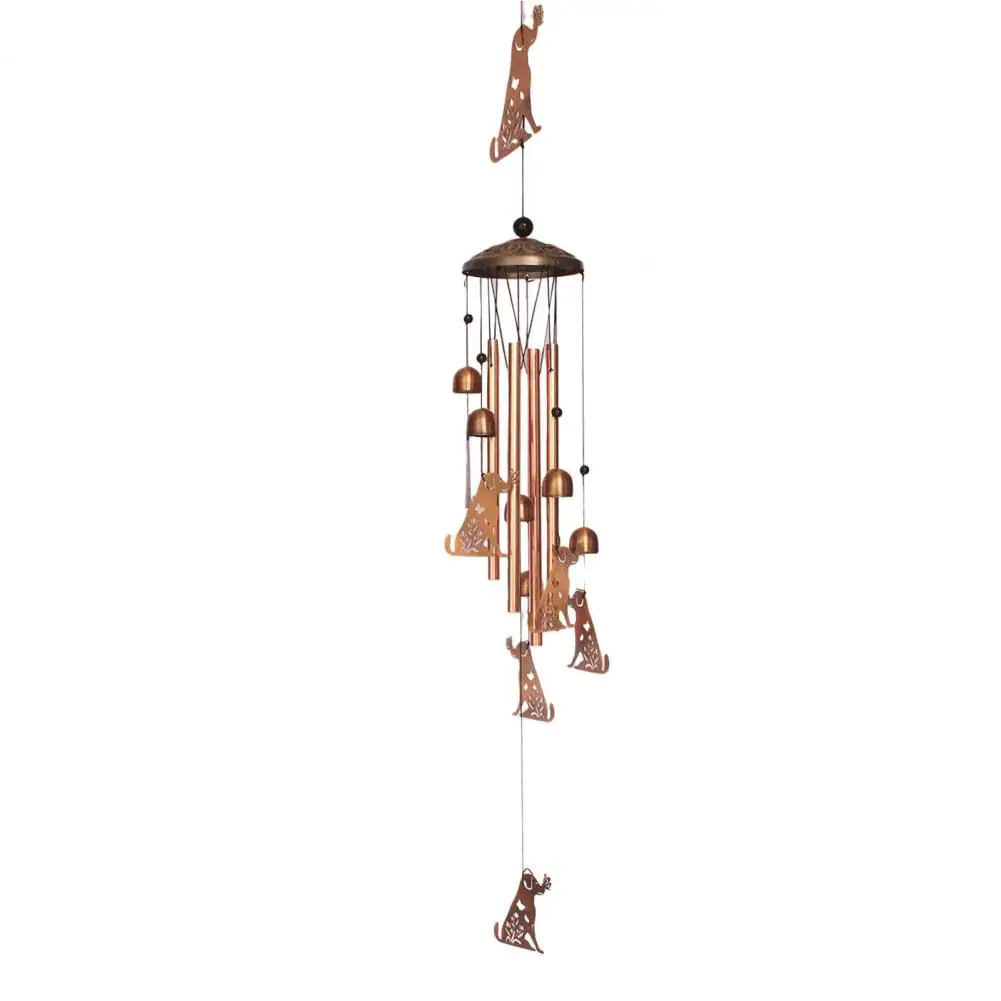 Wind Chime Home Decoration Cutout Wind Chime Vintage Wind Chime with 4 Metal Tubes S-shaped Hook for Garden Patio Outdoor Decor