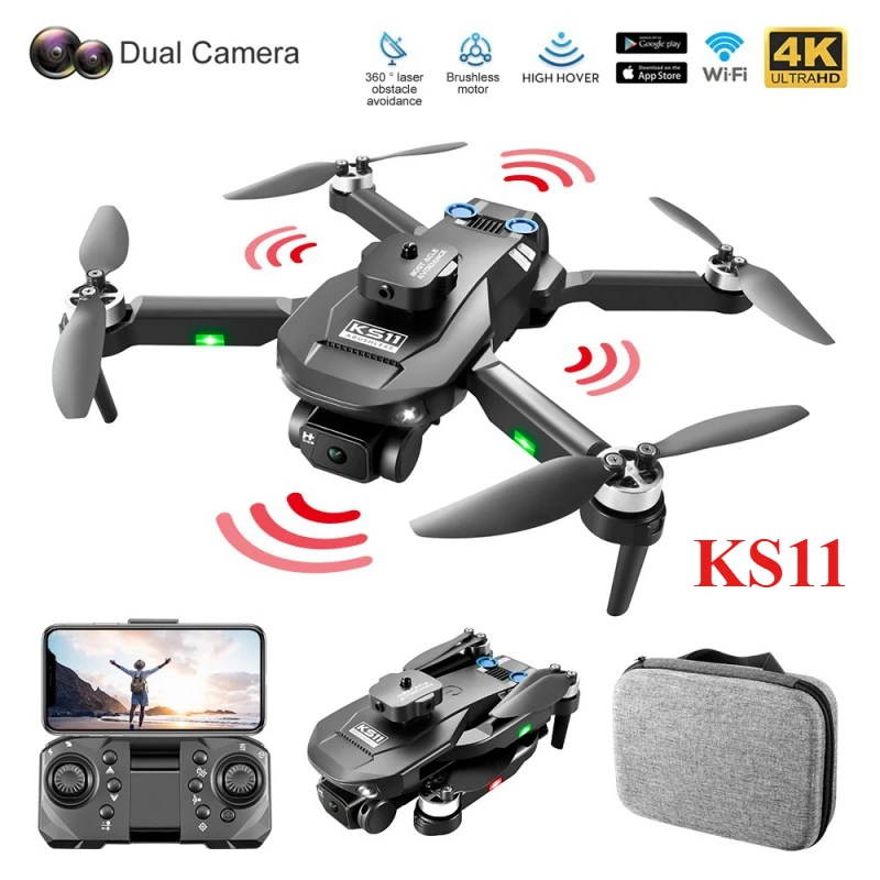 New LS KS11 Mini Drone 4K Professional Dual Camera Obstacle Avoidance Optical Flow Positioning Brushless RC Dron Quadcopter