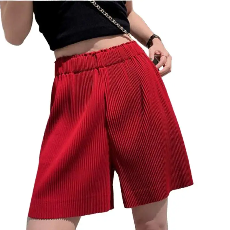 

2024 Summer Bohemia Shorts fashion solid loose casual pleated short pants wide leg shorts