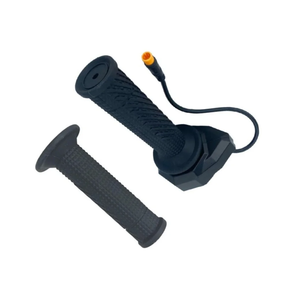 Pre-Wired Electric Motorcycle Throttle Grip Kit with Ergonomic Curved Design and Textured Silicone Handle for Enhanced Control
