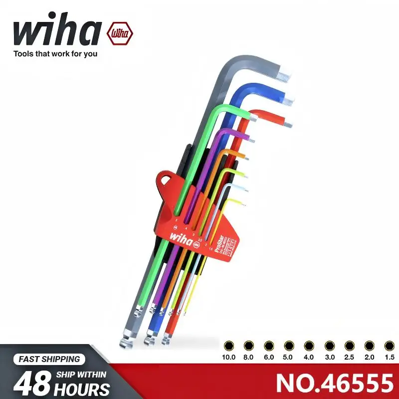 

Набор шестигранных ключей WIHA 46555, 9 шт., метрические, цветные, с шаровым наконечником, немецкий импорт, удлиненные, с противоскользящим покрытием, для ремонта