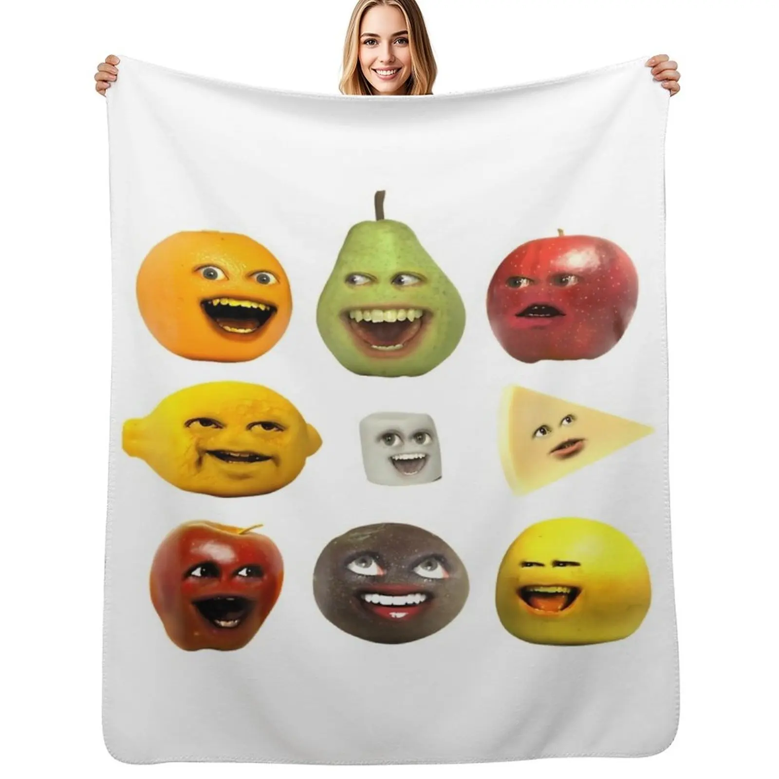 

Annoying Orange And Characters Throw Blanket Machine Washable Soft Warm Blanket