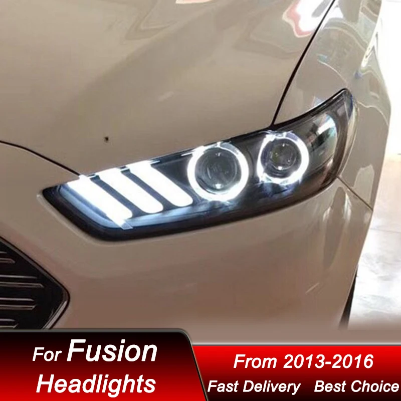 Car Headlights For Ford Fusion Mondeo 2013-2016 Mustang style full LED Auto Headlamp Assembly Projector Lens Accessories Kit