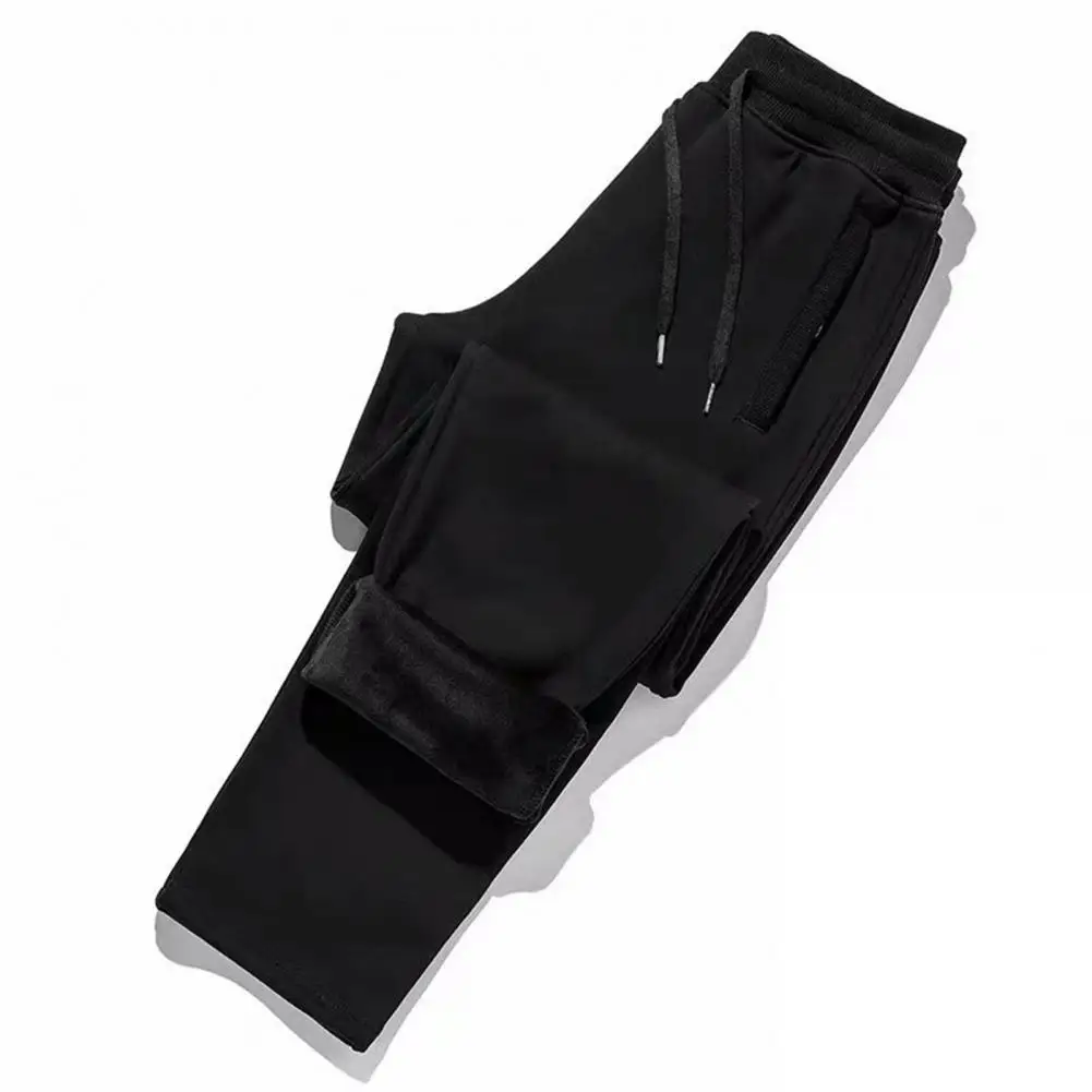 

Cold Weather Sweatpants Cozy Stylish Men's Winter Joggers Warm Plush Sweatpants with Elastic Waist Soft Pockets Wide Leg Design