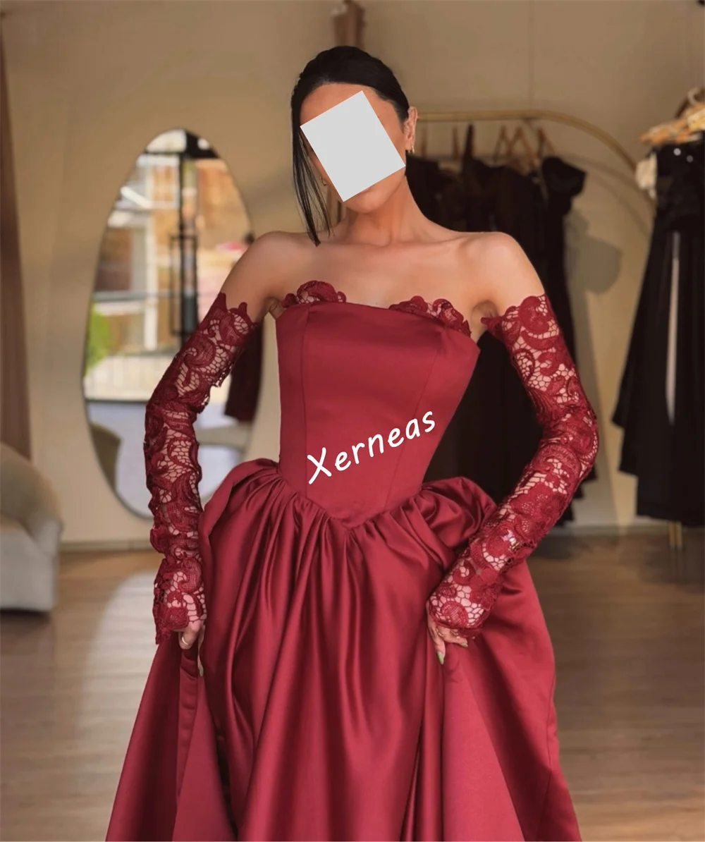Customized Charmeuse Lace Sweetheart Neck  A-line Floor-length Bespoke Occasion Women's Evening Elegant Party Wedding Charming