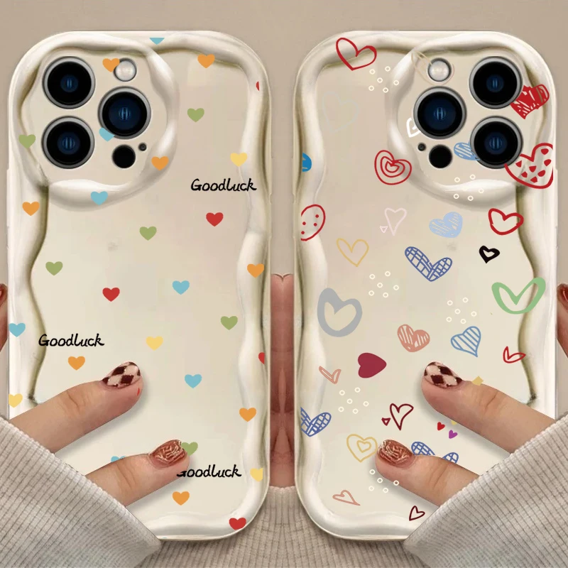 Minimalist Love Heart Case For Samsung Galaxy S21 S20 Plus Ultra S23FE S24FE A52 M16 F06 A32 A31 TPU Wave Side Cute Cover