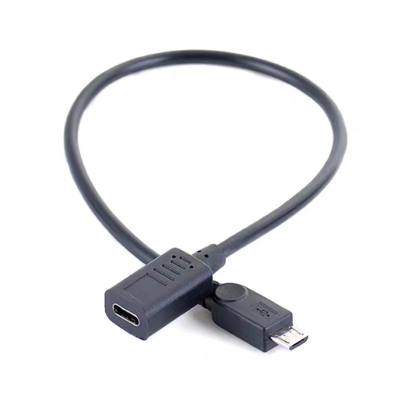 USB3.1type-c female to micro USB male to female data charging adapter cable, micro USB upper, lower, left and right elbows