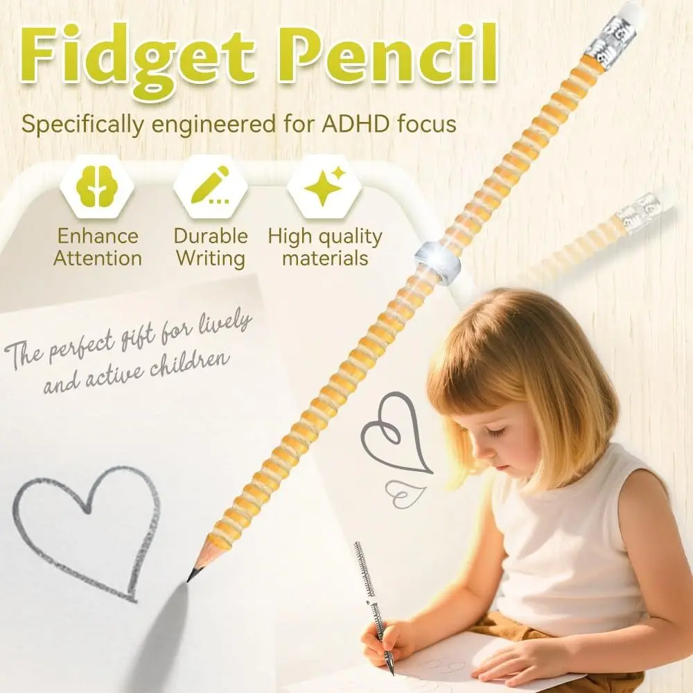 1/2/3/5Pcs Stress Relief ADHD Pencil Enhances Focus Relieve Anxiety Threaded Fidget Pencil Children's Decompression Pencil