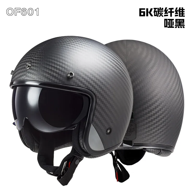 Original LS2 OF601 BOB II Carbon Fiber Vintage Motorcycle Helmet Retro Open Face Scooter Motorbike Helmet ECE