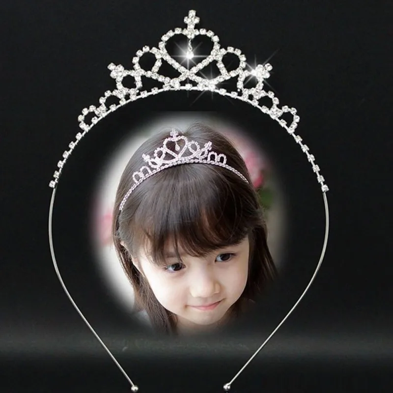 Baby Hairband Crystal Tiara Hairband Kid Girl Bridal Rhinestone Princess Crown Party Accessiories Princess Prom Crown Headwear