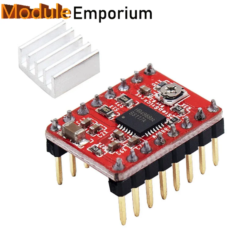 A4988 Red Reprap Stepper Driver A4988 DRV8825 Stepper Motor Driver Module + Heat Sink For 3D Printer Parts Stepstick