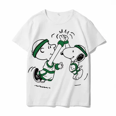 Snoopy Cartoon Animation Joint-Design Short-Sleeved Children's and Adult T-Shirt Summer Loose-Fitting Versatile Half-Sleeve Top