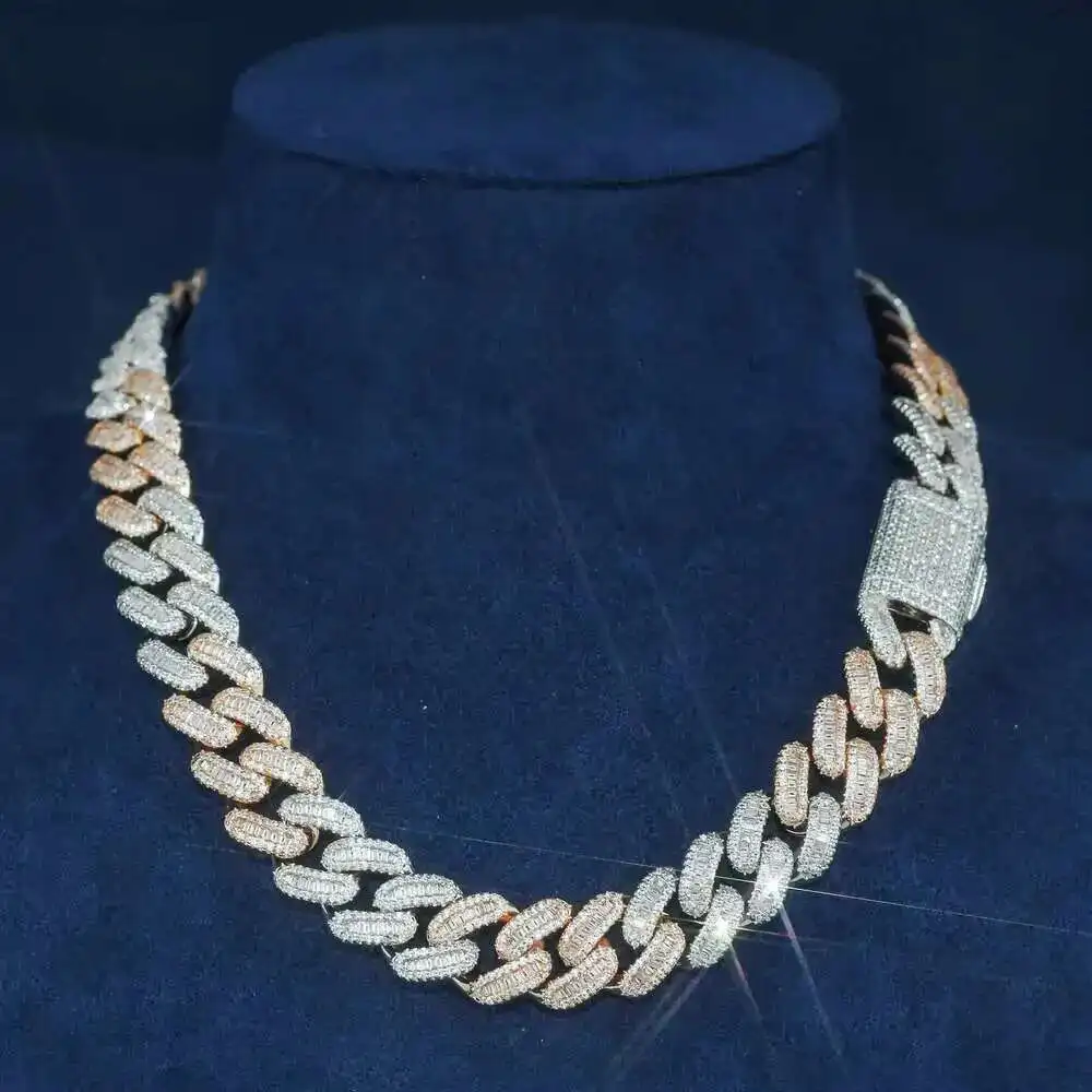 

Factory Custom Pass Diamond Test Hip Hop Men 925 Silver 18mm Cuban Chain Necklace Moissanite