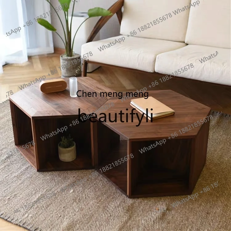 

X Modern Minimalist Small Apartment Black Walnut Sofa Side Table Tea Cabinet Multifunctional Side Cabinet Small Coffee Table