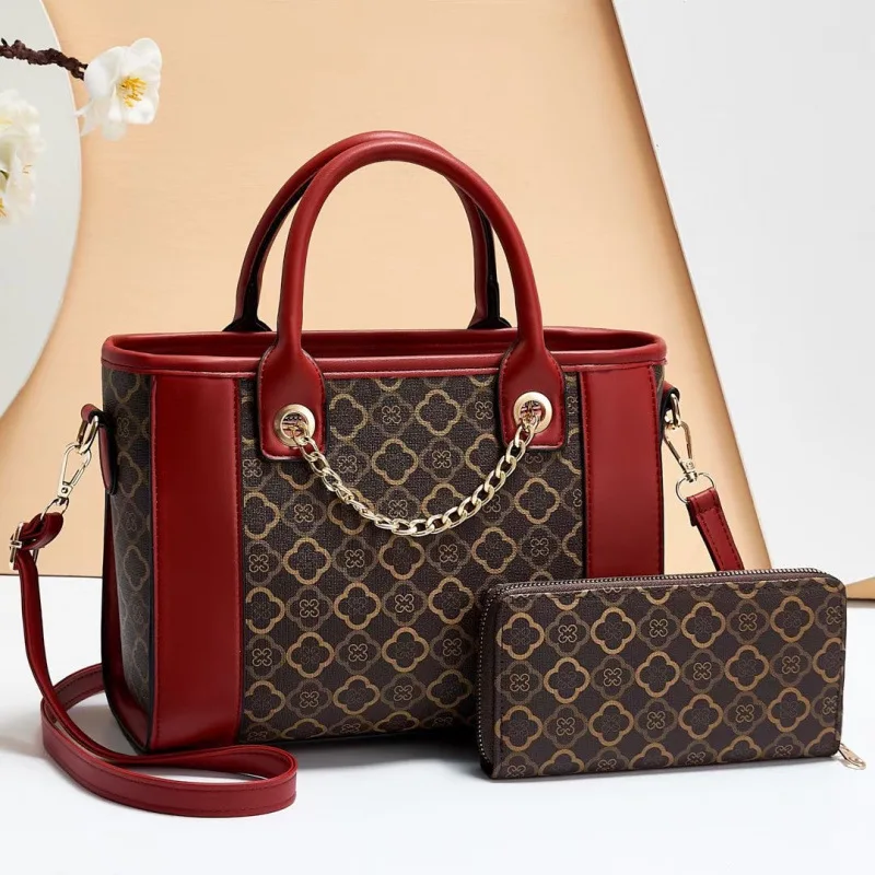 

Classic Plaid Printed Pattern Handbag Purse For Women Top-Handle Bags PU Leather Shoulder Bags Lady Satchel Tote with Wallet