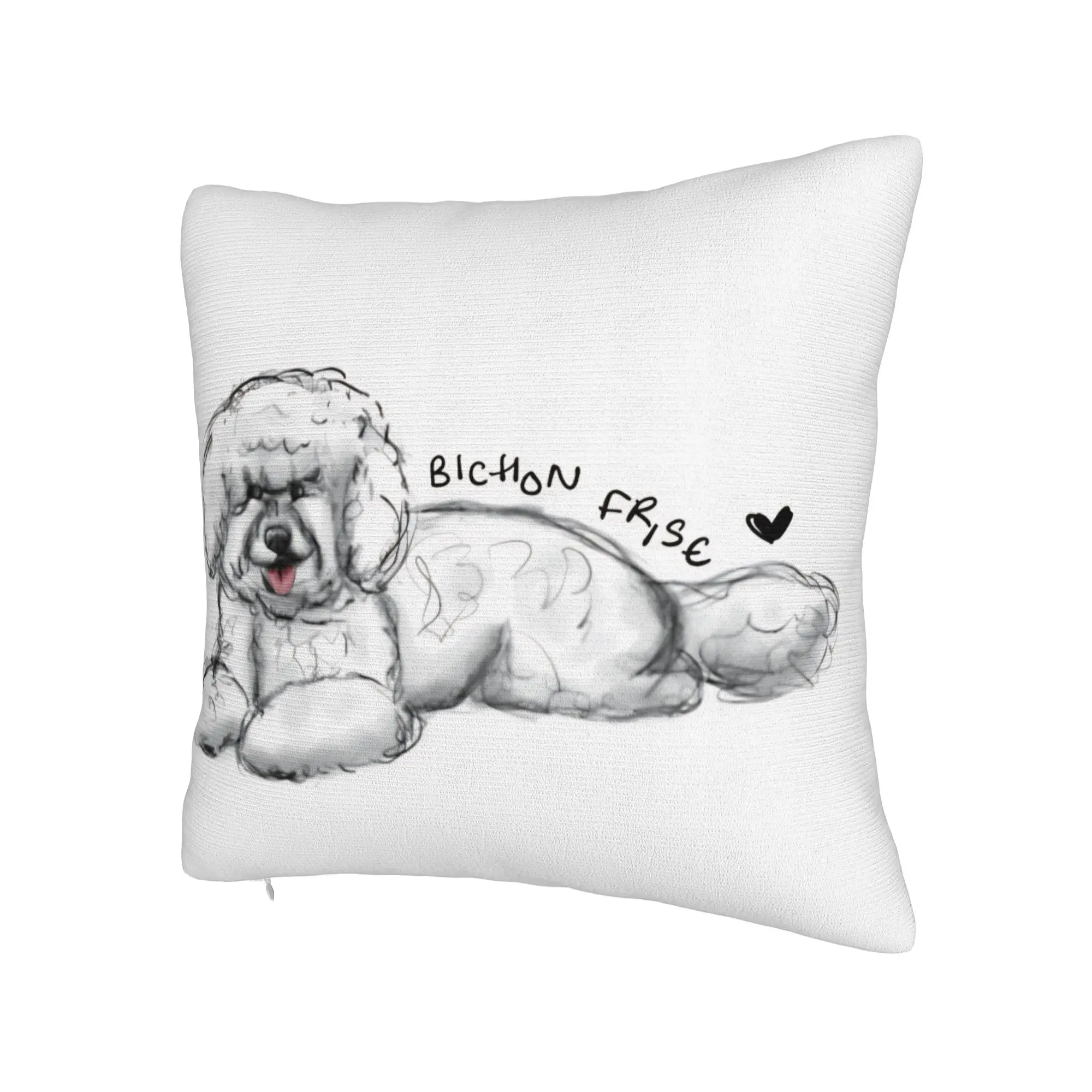 Cute Bichon Frise Pillow Cover  Square Cushion Cover Vintage Pillow Case For Sofa Car Home Decor