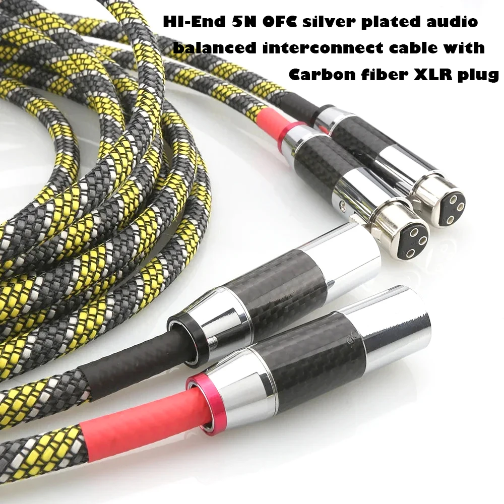 HI-End 5N OFC silver plated audio balanced interconnect cable with Carbon fiber XLR plug Audio Video AMP CD XLR Cable