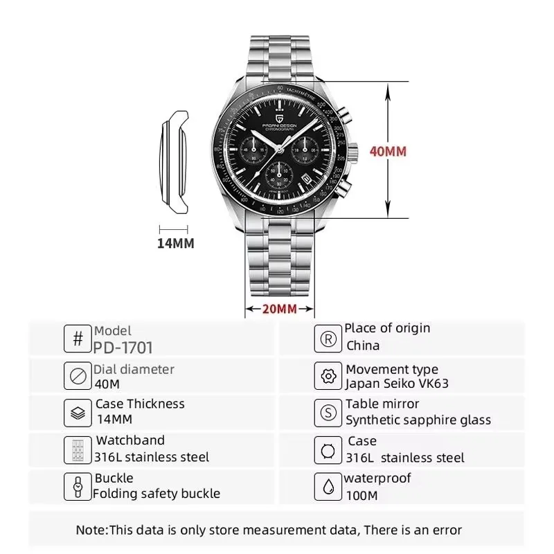 NEW PAGANI DESIGN Men's Watches Top Luxury Quartz Watch Auto Date Speed Chronograph AR Sapphire Mirror Waterproof Wristwatch