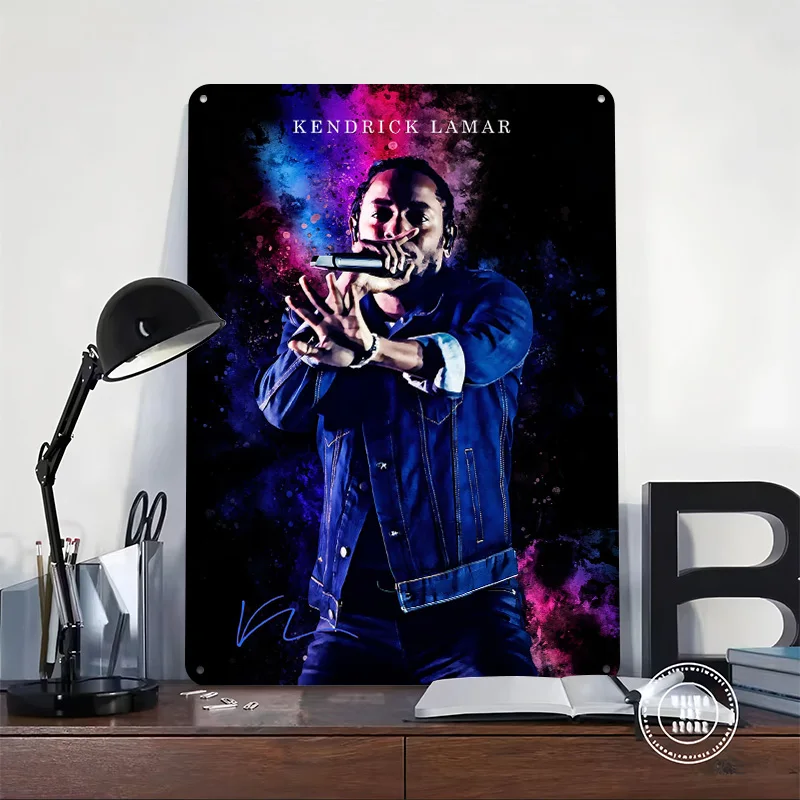Kendrick Lamar Portrait 3D Printed Texture Poster Personalized Wall Art Retro Metal Tin Signs for Decor Living Room Wand Deko