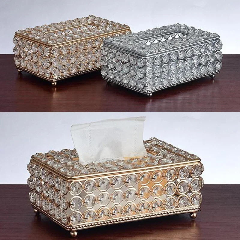 Shiny Tissue Box Elegant Napkin Holder for Living Room Bathroom Office Bar