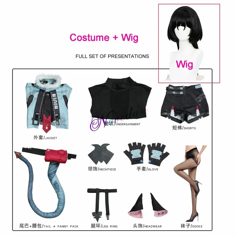 dd12Zenless Zone Zero Jane Doe Costume Cosplay Parrucca Orecchie Coda Scarpe Puntelli Gioco Anime ZZZ Uniforme Del Partito Gioco di Ruolo Vestiti Più Il Formato