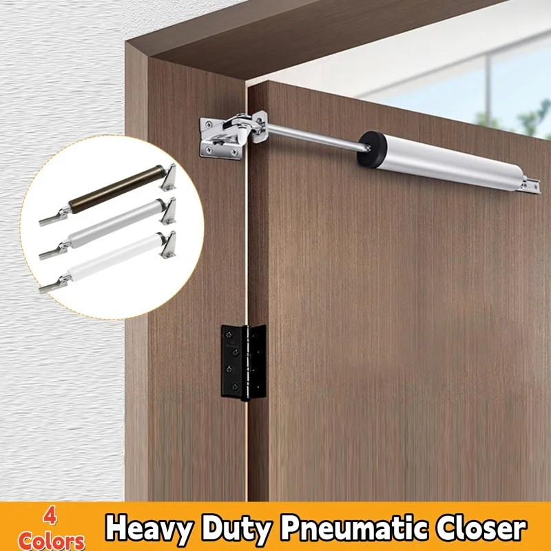 Heavy Duty Pneumatic Closer Soft Closing Automatic Closer for Screen and Storm Door Adjustable Speed Positioning Door Stop Hinge