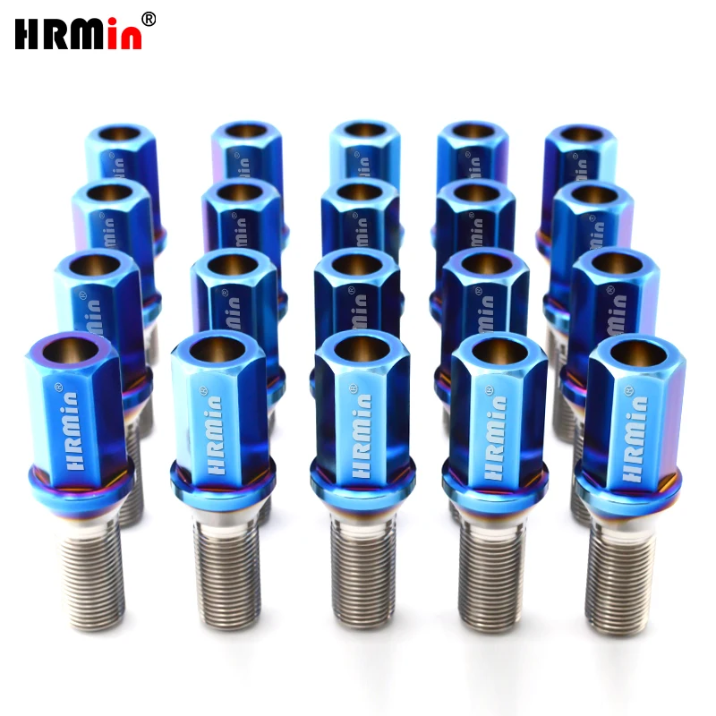 HRmin Extended 17mm Hollow Hex Head Cone Seat Gr.5 Titanium Automobile Vehicle Car Wheel Bolt M14x1.5mm
