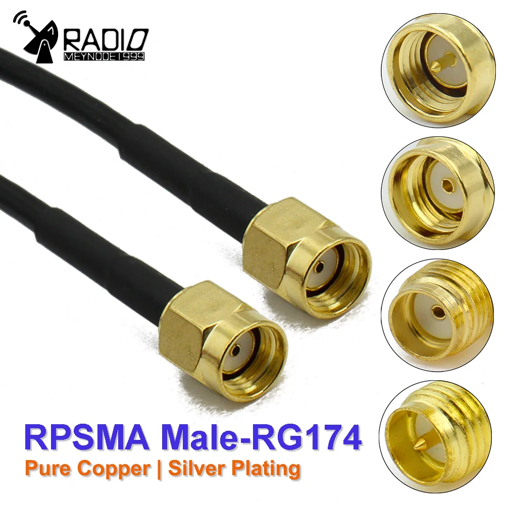 RP-SMA to SMA RG174 Cable Male to Female my SMA Antenna cable extension jumper Pigtail Adapter Cable For WIFI 3G 4G GSM Antenna