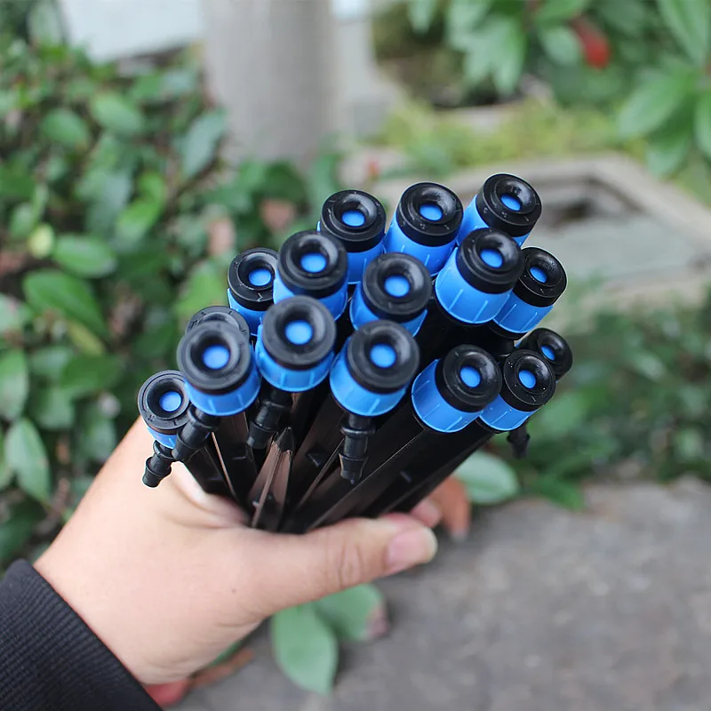 20pcs Garden Micro Sprinkler Drip Irrigation Adjustable Emitters Nozzles w/18CM Stake Watering Dripper Farmland for 4/7mm Hose